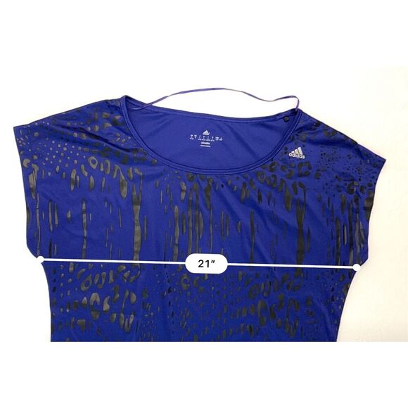 Adidas Climalite Graphic Scoop Neck‎ Top LARGE Graphic Activewear Pullover Blue - Picture 7 of 11